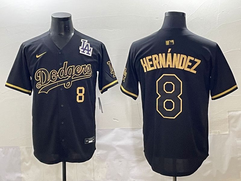 Men 2025 Los Angeles Dodgers #8 Hernandez Black Gold Five generations Nike MLB Jersey style 6->los angeles dodgers->MLB Jersey